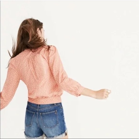 Madewell Wrap Top in Coral Star Scatter Sz L - Picture 3 of 15